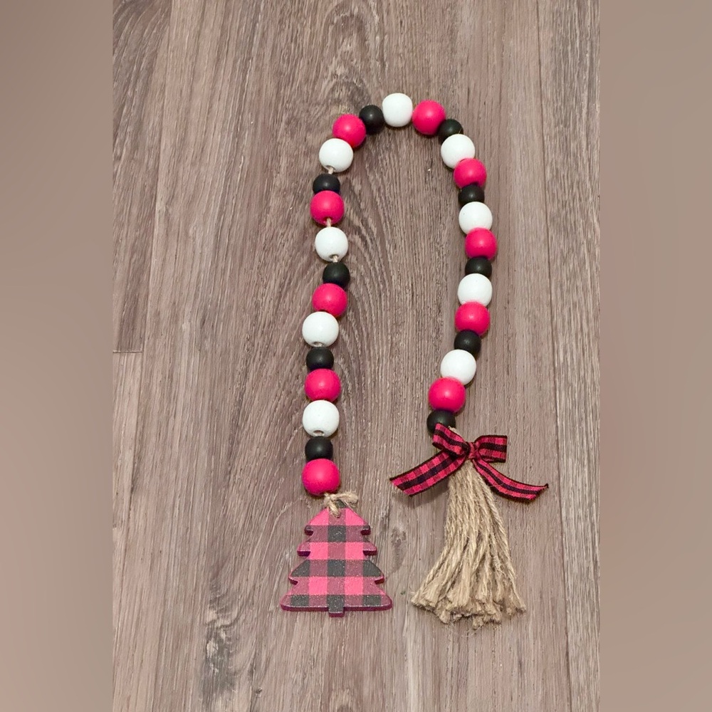Buffalo Plaid Christmas Bead Garland Aldi Tray Object